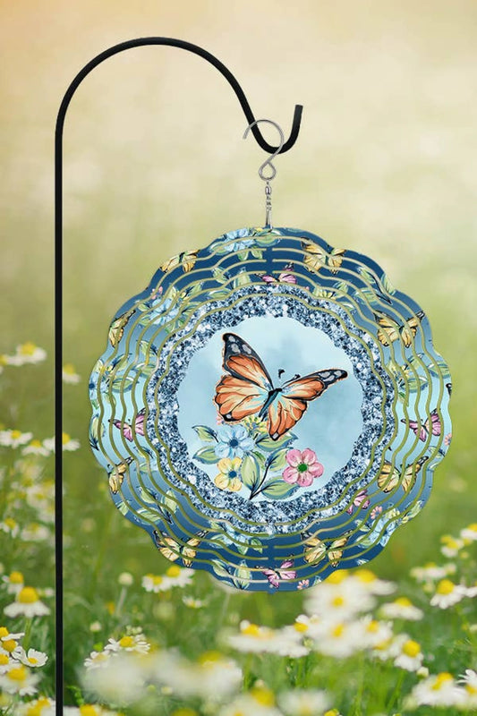 Wind Spinner Orange Butterfly w/Little Multiple Butterfly's Garden Decor