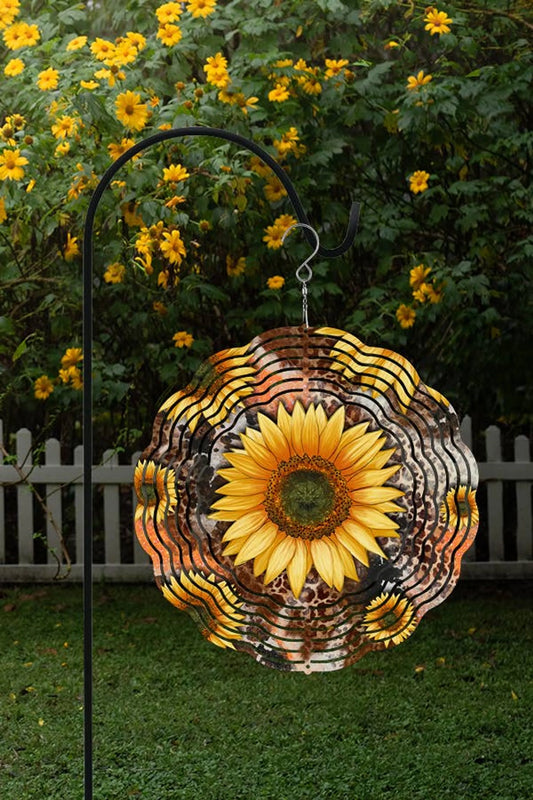 Wind Spinner w/Sunflowers & Leopard Garden Decor